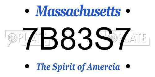 7B83S7 Massachusetts License Plate