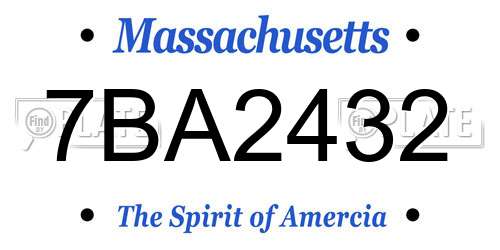 7BA2432 Massachusetts License Plate