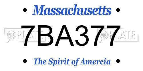 7BA377 Massachusetts License Plate