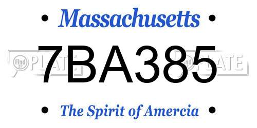 7BA385 Massachusetts License Plate