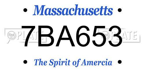 7BA653 Massachusetts License Plate