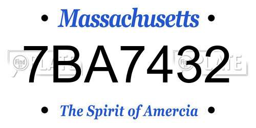 7BA7432 Massachusetts License Plate