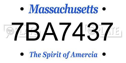 7BA7437 Massachusetts License Plate
