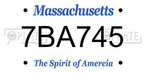 7BA745 Massachusetts License Plate