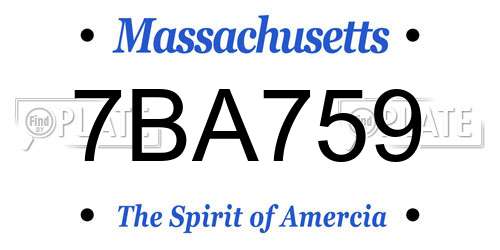 7BA759 Massachusetts License Plate