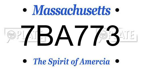 7BA773 Massachusetts License Plate