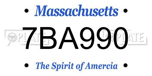 7BA990 Massachusetts License Plate