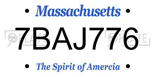 7BAJ776 Massachusetts License Plate