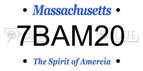 7BAM20 Massachusetts License Plate