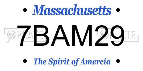 7BAM29 Massachusetts License Plate