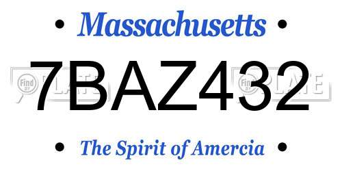 7BAZ432 Massachusetts License Plate