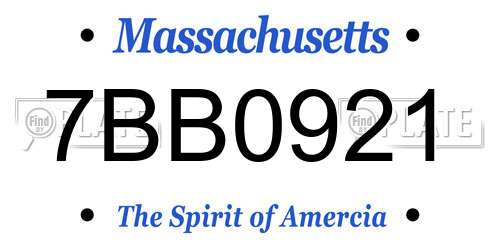 7BB0921 Massachusetts License Plate