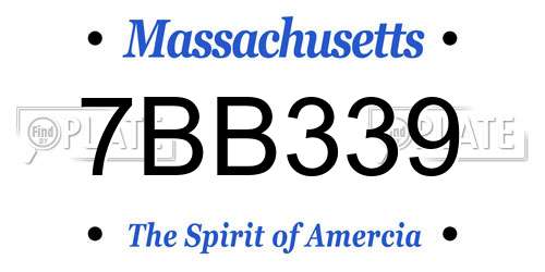 7BB339 Massachusetts License Plate