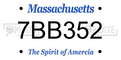 7BB352 Massachusetts License Plate