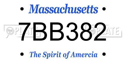 7BB382 Massachusetts License Plate
