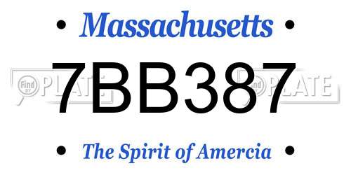 7BB387 Massachusetts License Plate