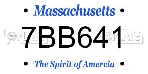 7BB641 Massachusetts License Plate