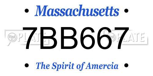 7BB667 Massachusetts License Plate