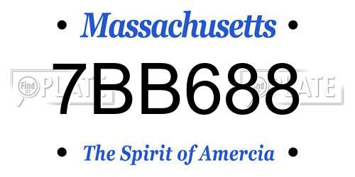 7BB688 Massachusetts License Plate