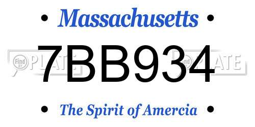 7BB934 Massachusetts License Plate