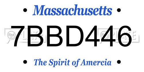 7BBD446 Massachusetts License Plate