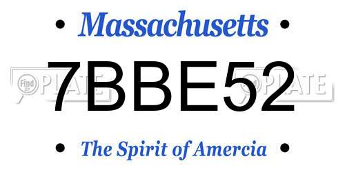7BBE52 Massachusetts License Plate