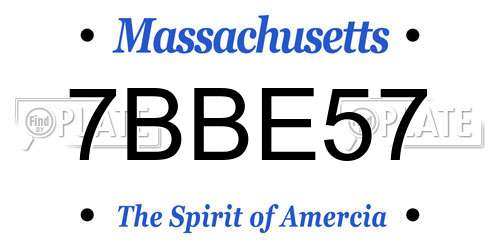 7BBE57 Massachusetts License Plate