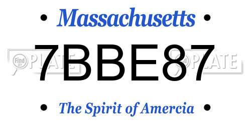 7BBE87 Massachusetts License Plate
