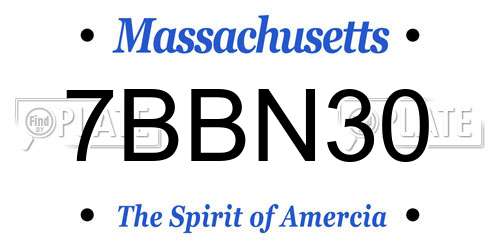 7BBN30 Massachusetts License Plate