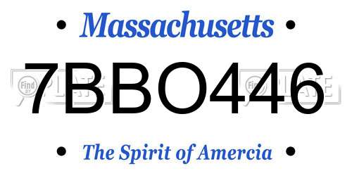 7BBO446 Massachusetts License Plate