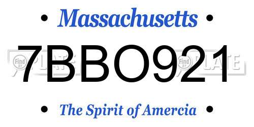 7BBO921 Massachusetts License Plate