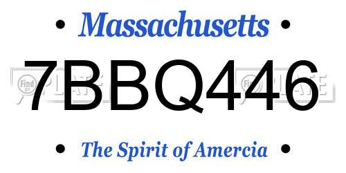7BBQ446 Massachusetts License Plate