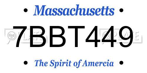 7BBT449 Massachusetts License Plate