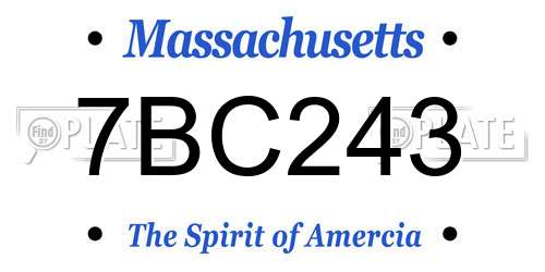 7BC243 Massachusetts License Plate