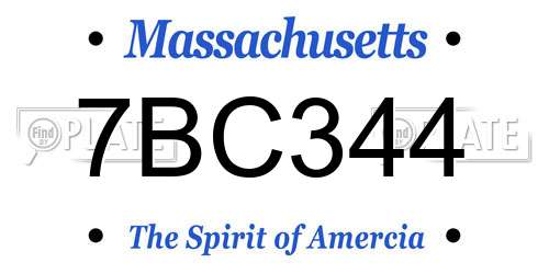 7BC344 Massachusetts License Plate