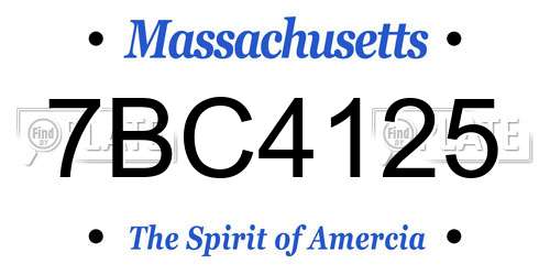 7BC4125 Massachusetts License Plate