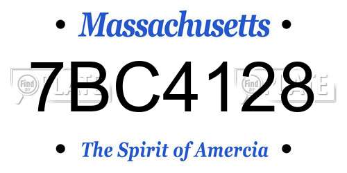 7BC4128 Massachusetts License Plate