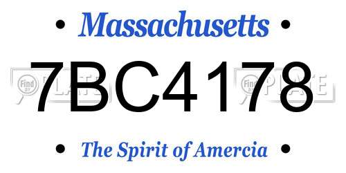 7BC4178 Massachusetts License Plate