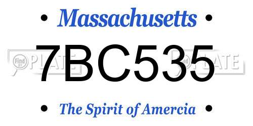 7BC535 Massachusetts License Plate