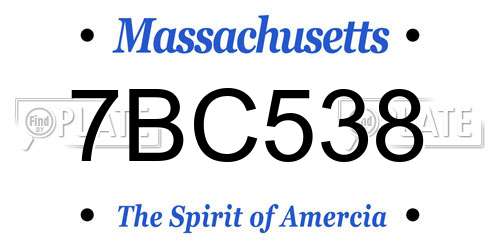 7BC538 Massachusetts License Plate