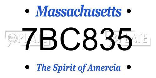 7BC835 Massachusetts License Plate