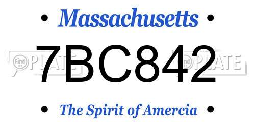 7BC842 Massachusetts License Plate