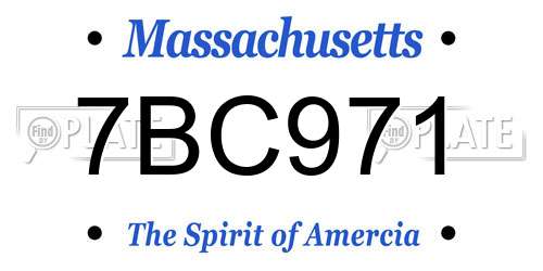 7BC971 Massachusetts License Plate