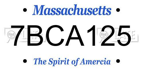 7BCA125 Massachusetts License Plate