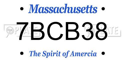 7BCB38 Massachusetts License Plate