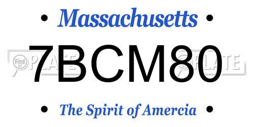 7BCM80 Massachusetts License Plate
