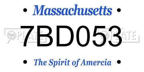 7BD053 Massachusetts License Plate