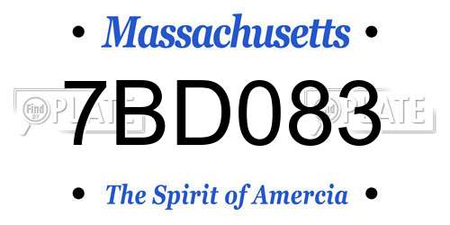 7BD083 Massachusetts License Plate