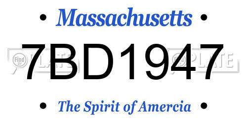 7BD1947 Massachusetts License Plate