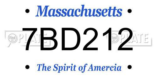 7BD212 Massachusetts License Plate